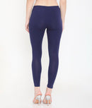 WOMEN NAVY BLUE ANKLE-LENGTH COTTON LEGGINGS