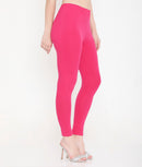 SOLID DARK PINK ANKLE-LENGTH COTTON LEGGINGS FOR WOMEN