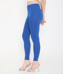ROYAL BLUE ANKLE-LENGTH COTTON LEGGINGS FOR WOMEN