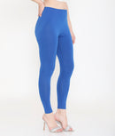 ROYAL BLUE ANKLE-LENGTH COTTON LEGGINGS FOR WOMEN