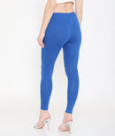 ROYAL BLUE ANKLE-LENGTH COTTON LEGGINGS FOR WOMEN