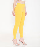 WOMEN SOLID YELLOW ANKLE-LENGTH COTTON LEGGINGS