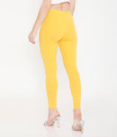 WOMEN SOLID YELLOW ANKLE-LENGTH COTTON LEGGINGS