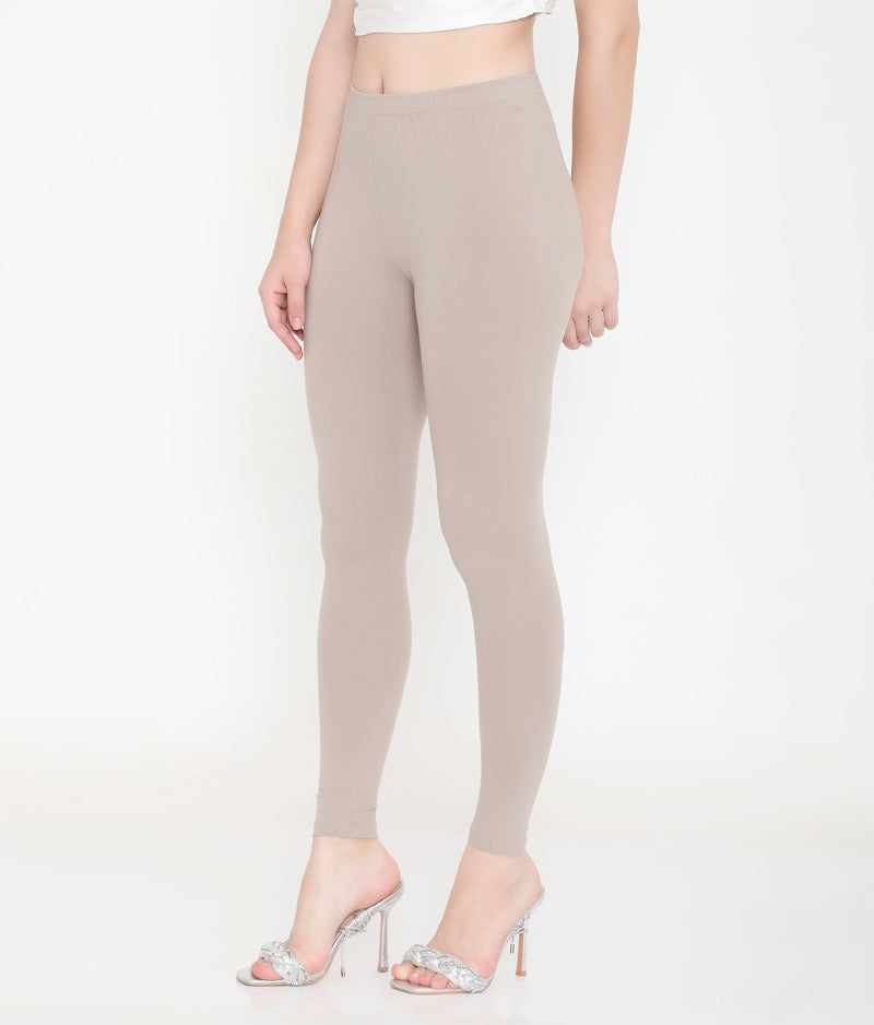 WARN GREY ANKLE-LENGTH COTTON LEGGINGS FOR WOMEN