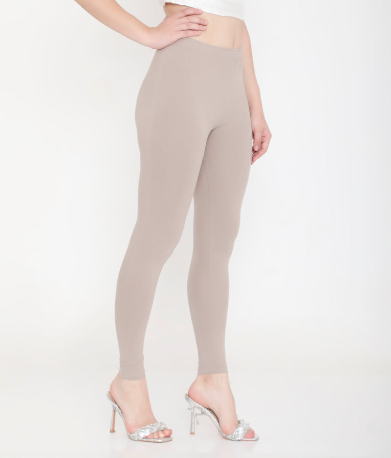 WARN GREY ANKLE-LENGTH COTTON LEGGINGS FOR WOMEN