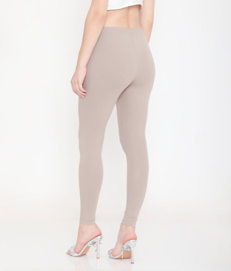 WARN GREY ANKLE-LENGTH COTTON LEGGINGS FOR WOMEN