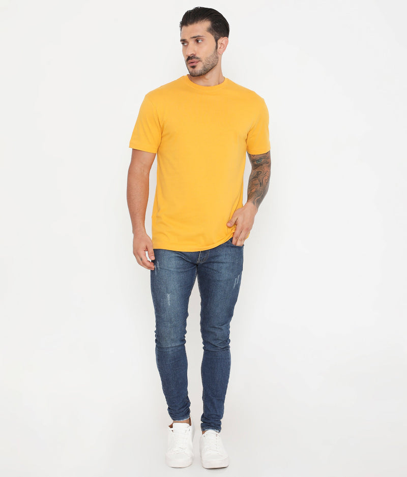 Men Solid Golden Leisurewear Essential Cotton Tee - 004