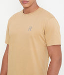 Men Khakhi  Pure Cotton Tee Casual- 003