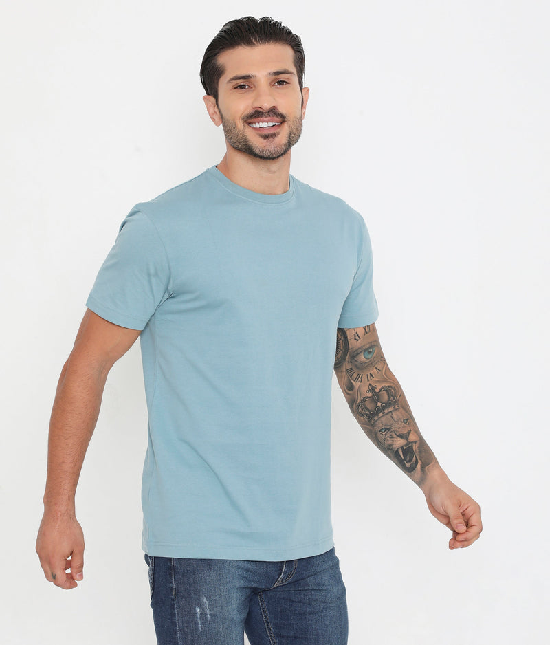 Men's 004 Leisurewear Essential Cotton Tee - Smoke Blue
