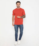 Men Solid Rust Leisurewear Essential Cotton Tee - 004