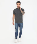 Men Charcoal Melange Leisurewear Essential Cotton Tee - 004