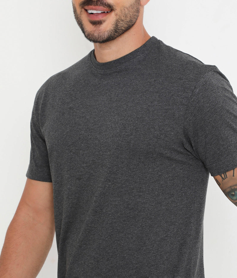 Men Charcoal Melange Leisurewear Essential Cotton Tee - 004
