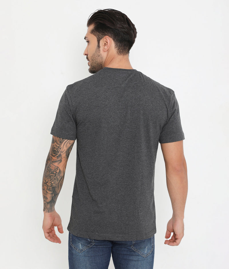 Men Charcoal Melange Leisurewear Essential Cotton Tee - 004