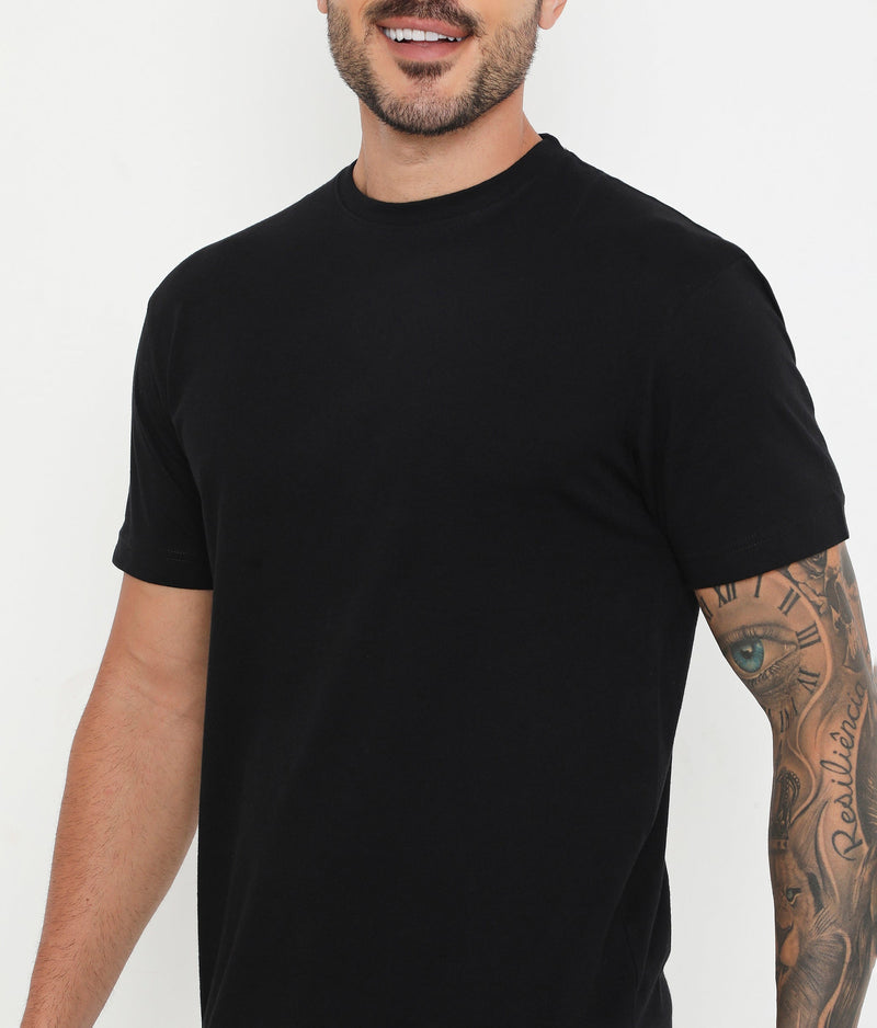 Men Solid Black Leisurewear Essential Cotton Tee - 004