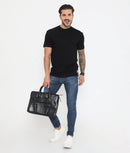 Men Solid Black Leisurewear Essential Cotton Tee - 004