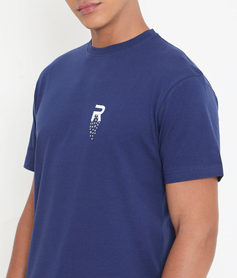 Men Navy Blue Leisurewear Cotton Tee - 002