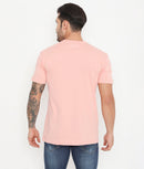 Men Solid Peach Leisurewear Cotton Tee - 002