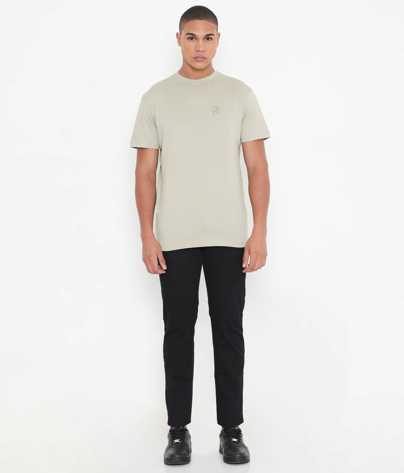 Moss Grey Men Casuals Pure Cotton Tee - 003