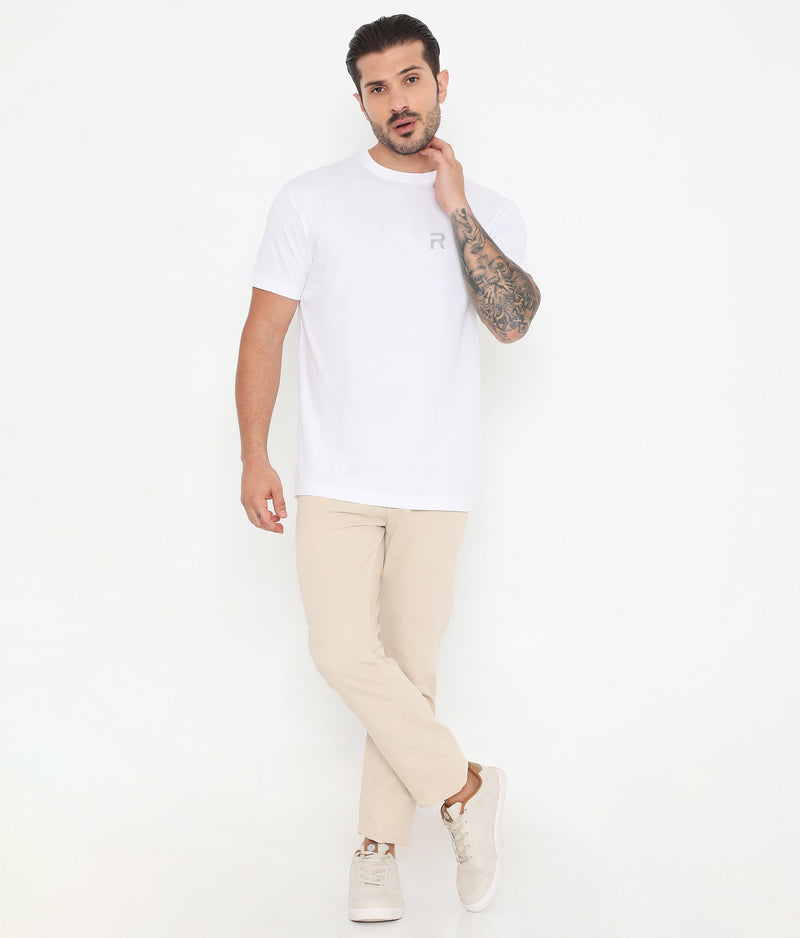 Men White Pure Cotton Tee Casual- 003