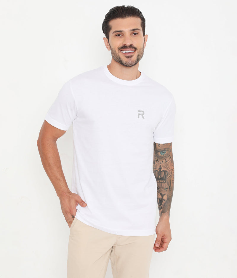 Men White Pure Cotton Tee Casual- 003