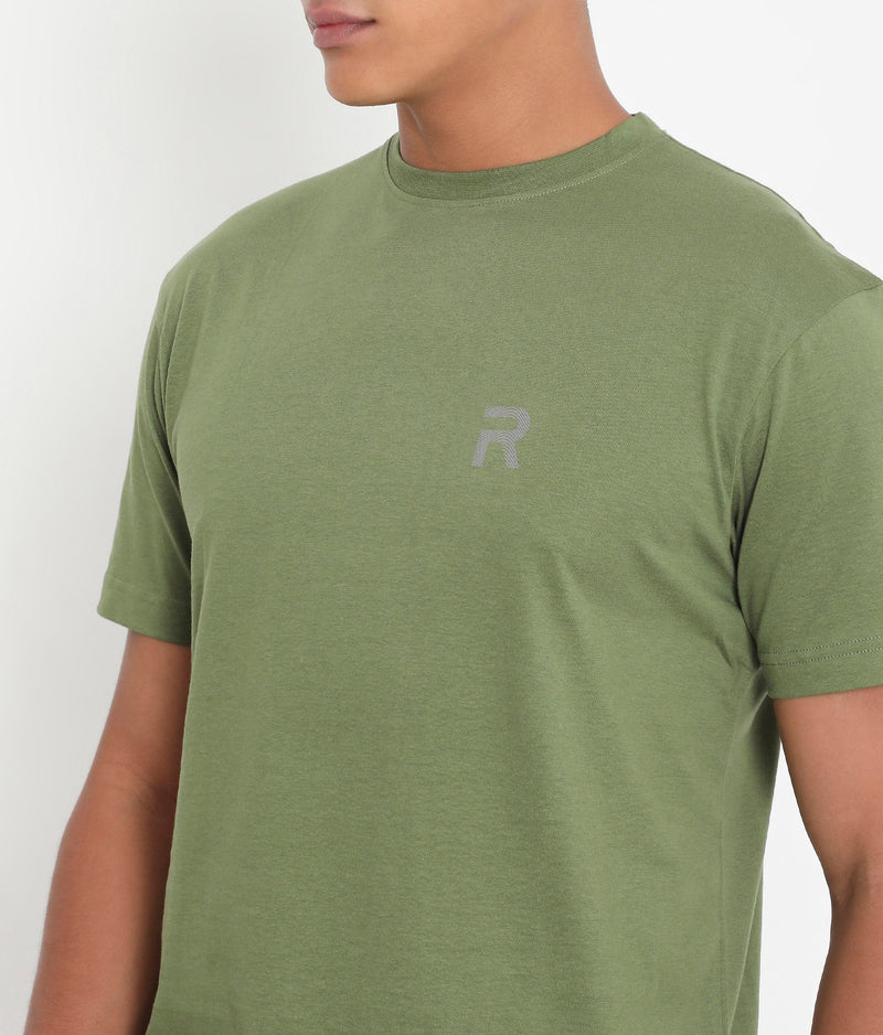 Men Casuals Bottle Green Pure Cotton Tee - 003