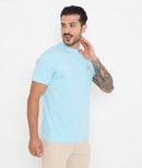 Sky Blue Men Casuals Pure Cotton Tee - 003