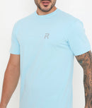 Sky Blue Men Casuals Pure Cotton Tee - 003