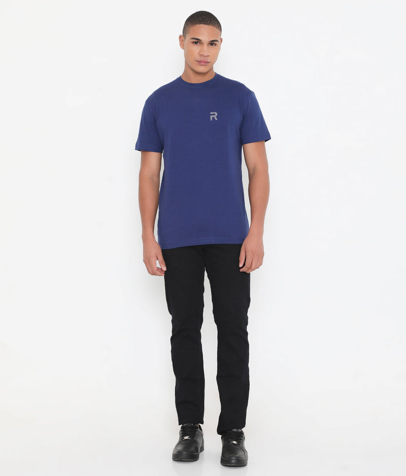 Men Navy Blue Pure Cotton Tee Casual- 003