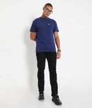 Men Navy Blue Pure Cotton Tee Casual- 003
