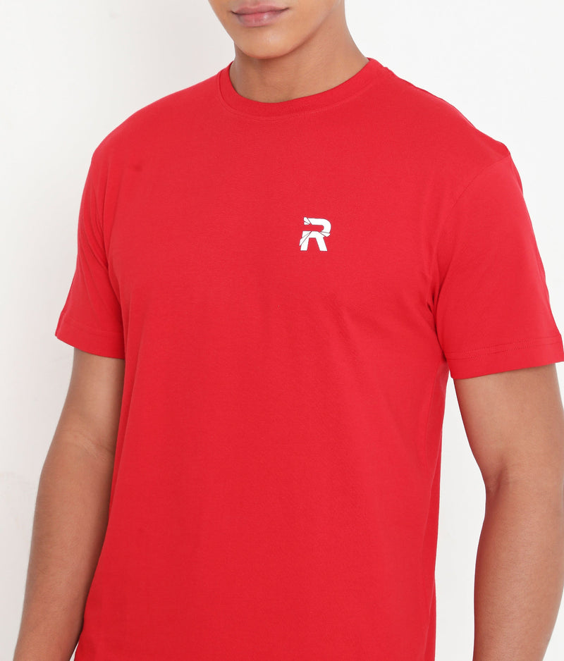 Men Solid Red Essential Cotton T-Shirt 001