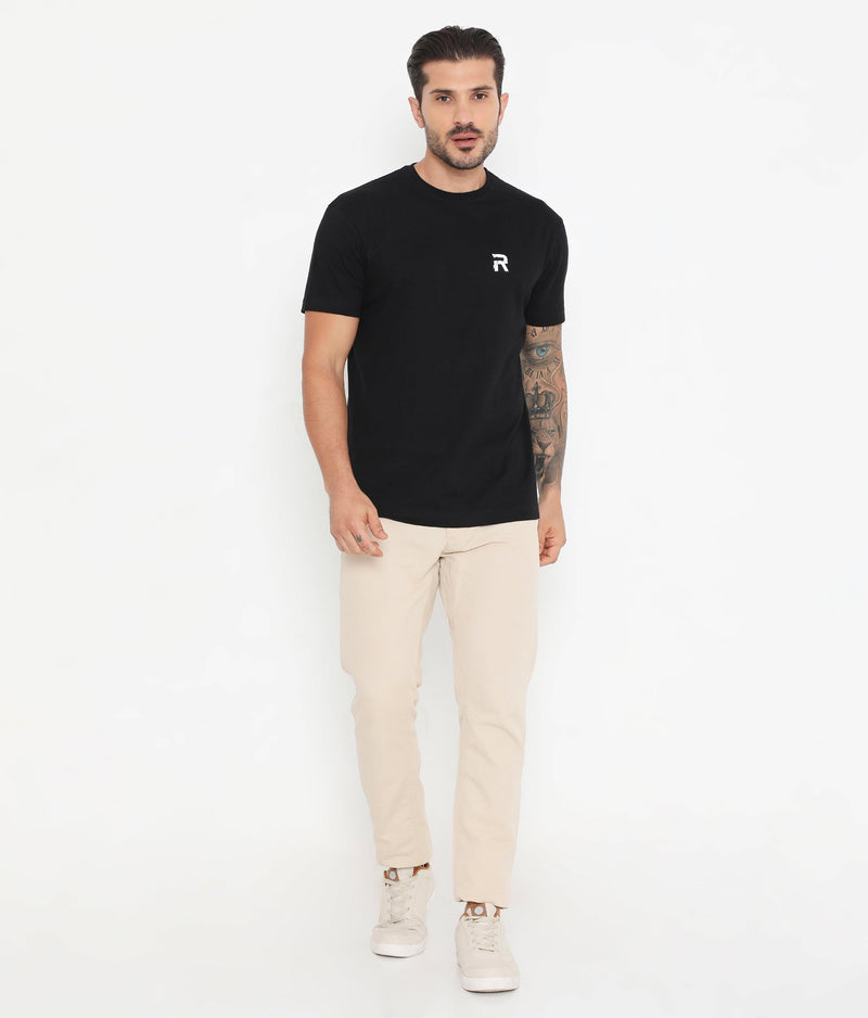 Men Solid Black Essential Cotton T-Shirt 001