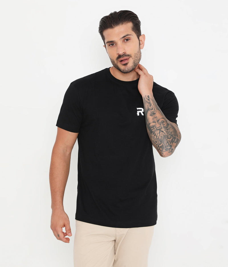 Men Solid Black Essential Cotton T-Shirt 001