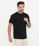 Men Solid Black Essential Cotton T-Shirt 001