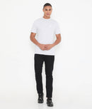 White Melange Men Solid Essential Cotton T-Shirt 001