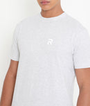 White Melange Men Solid Essential Cotton T-Shirt 001