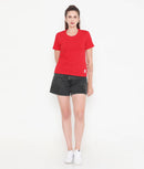 Women Solid Red Round Neck Cotton T-Shirt - 001