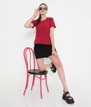 Beet Red Essential Cotton T-Shirt For Women - 002