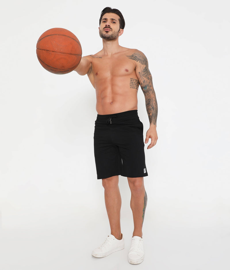 Men 002 Active Cotton Shorts- Black