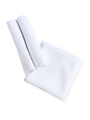 VIP Men's Solid Cotton White Square Classic 01 Handkerchief-Pack of 3