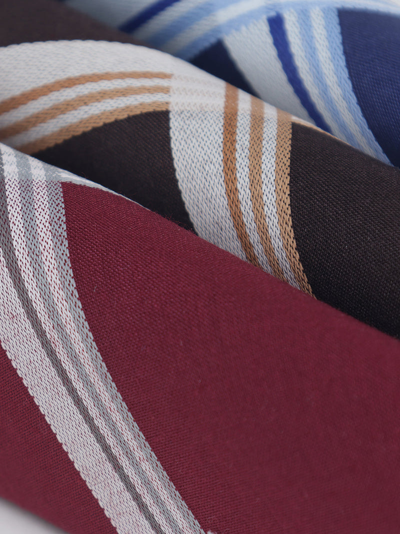 VIP Men's Striped Cotton Assorted Square Classic 04 Handkerchief-Pack of 3