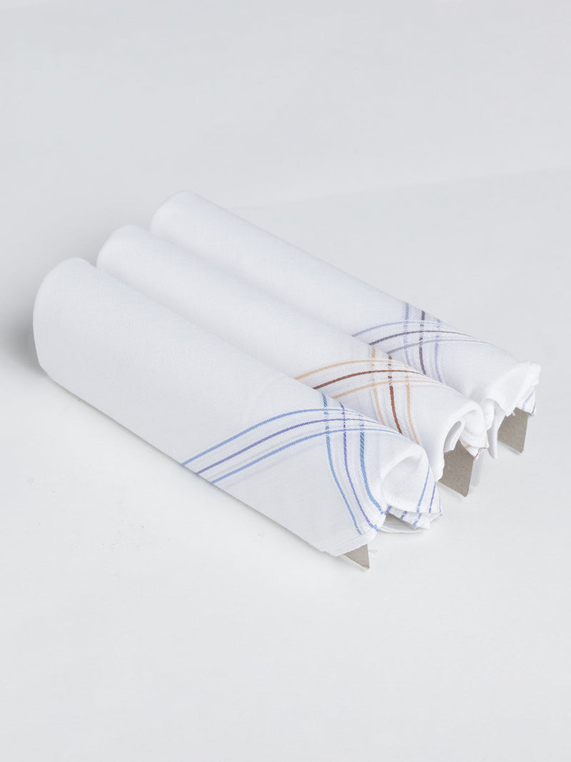 VIP Men's Striped Cotton Assorted Square Premium 02 Handkerchief-Pack of 3