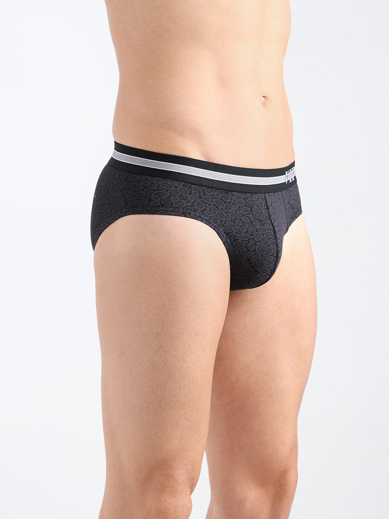 Azure Men's Printed Cotton Mid Rise Regular Fit  Briefs-Assorted Colours-Pack of 2