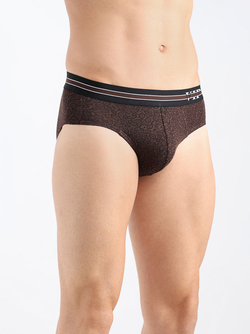 Azure Men's Printed Cotton Mid Rise Regular Fit  Briefs-Assorted Colours-Pack of 2