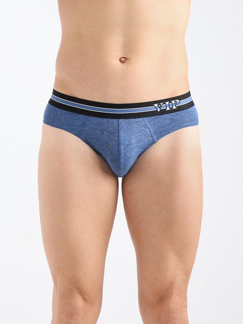 Azure Men's Printed Cotton Mid Rise Regular Fit  Briefs-Assorted Colours-Pack of 2