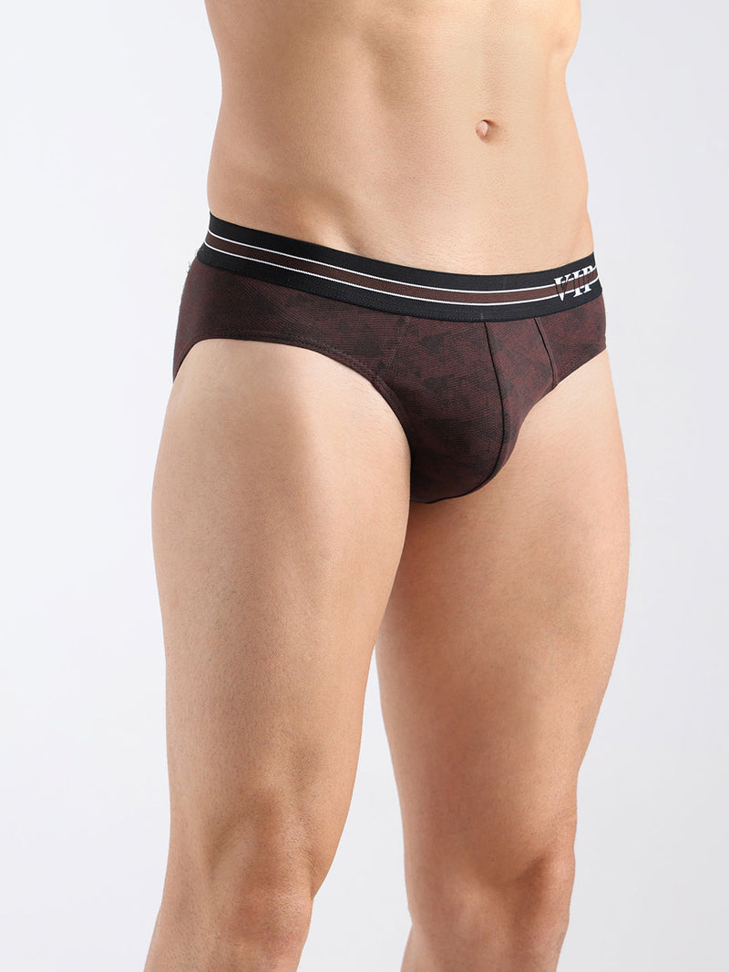 Azure Men's Printed Cotton Mid Rise Regular Fit  Briefs-Assorted Colours-Pack of 2