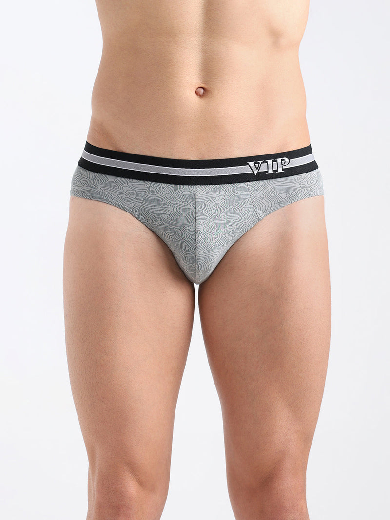 Azure Men's Printed Cotton Mid Rise Regular Fit  Briefs-Assorted Colours-Pack of 2