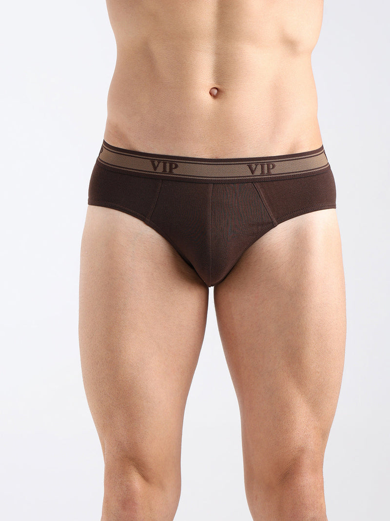 Univo Men's Solid Cotton Mid Rise Regular Fit Briefs-Assorted Colours-Pack of 2