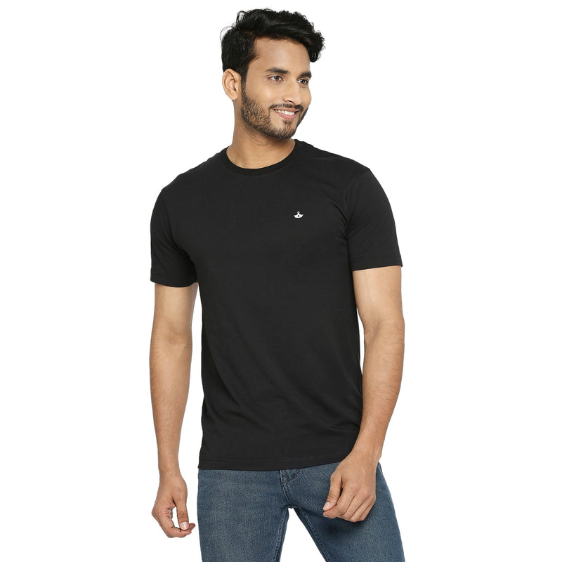 Solid Black Everyday Essential Cotton T-Shirt for Men