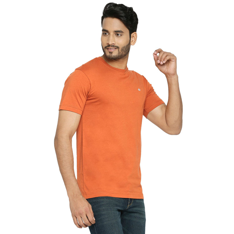 Solid Rust Everyday Essential Cotton T-Shirt for Men