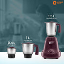 Orient Electric 750W mixer grinder | Super power 750, 3 jar with 3 SS jars | Longer life balanced coil motor | ABS body | Uniform grinding | 5 years motor warranty